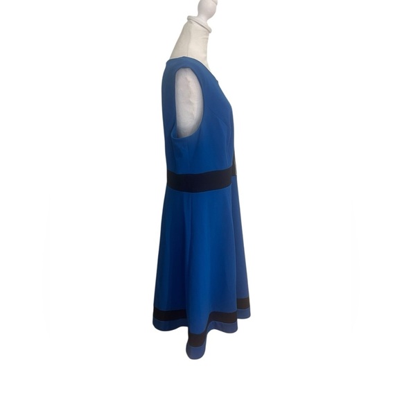 Calvin Klein Size 16W/16F/16M Blue & Black Colorblock Dress Gold Zip Mid-Length - Picture 7 of 7